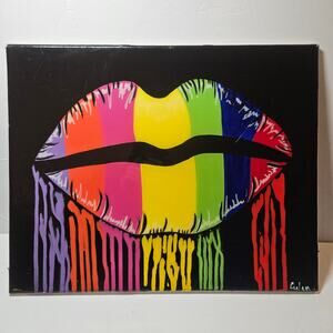 Empire Art Direct G. Alan Rainbow Lips Liquid Art Glossy Pop Art 36x24
